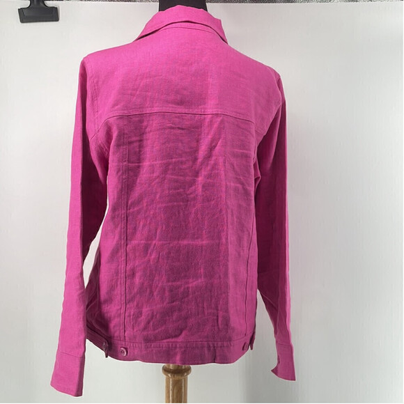 Relativity Barbie pink linen jacket light weight vacation coastal  sz sm - Picture 8 of 10